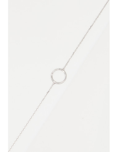 Bracelet Or Blanc 375/1000 "Cercle" D0,02 cts/5