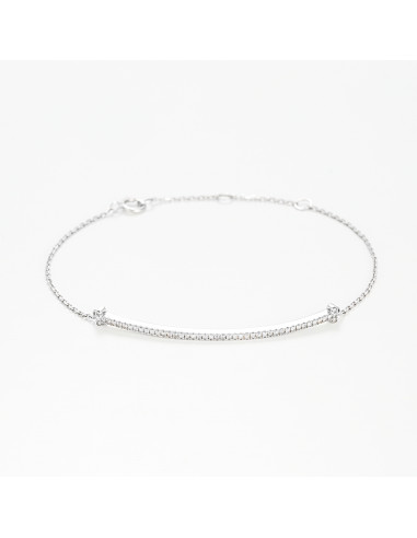 Bracelet Or Blanc 375/1000 "Ligne de Diamants" D0,21 cts/47