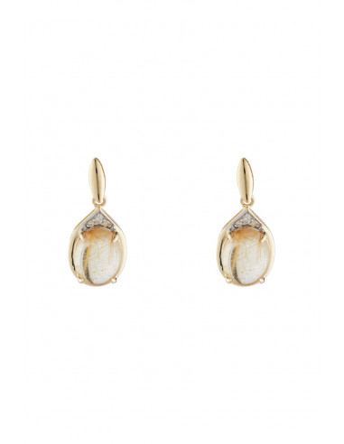Boucles d'oreilles Or Jaune 375/1000 "Fanaa" D 0,118 cts/16  Rutile 7,887 cts/2