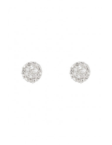 Boucles d'oreilles Or Blanc 375/1000 "Round Stud" Diamants 0,02 cts/14