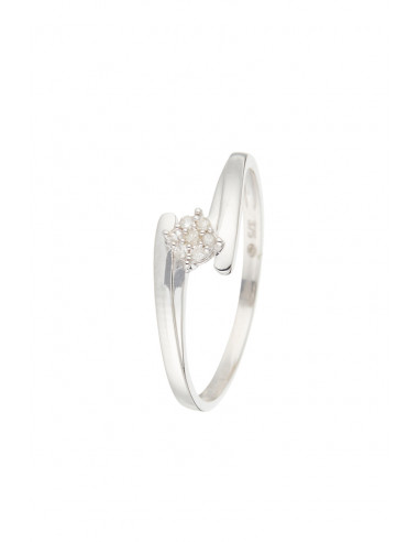 Bague Or Blanc 375/1000 "Dava" D 0,049 cts/7